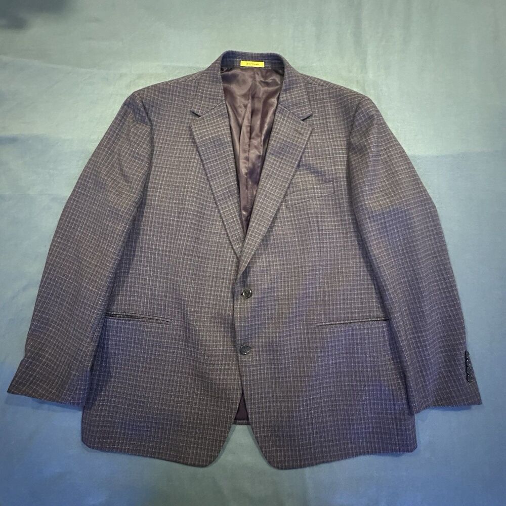 Hickey Freeman Blazer Plaid 100% Wool Mens 50R Two Button Double Vented Maroon